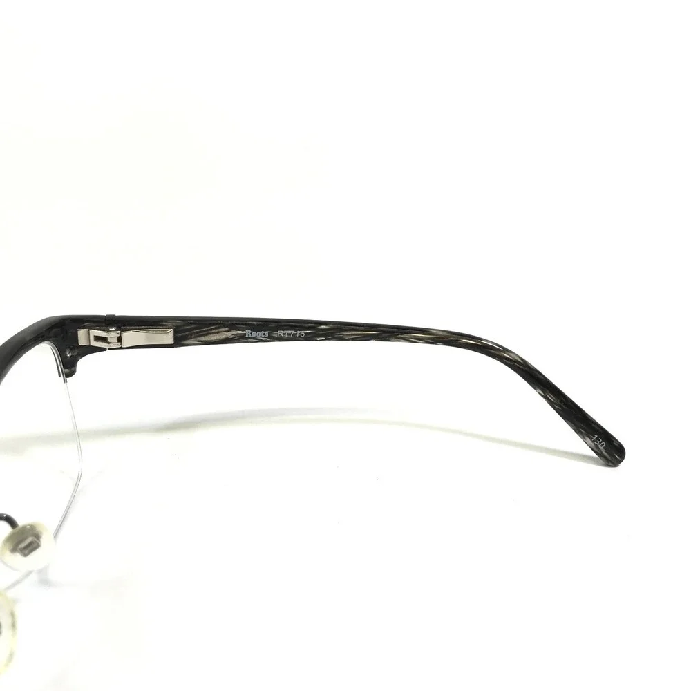 Roots Eyeglasses Frames RT716 BLK STPE Gray Horn Cat Eye Half Rim 52-16-130